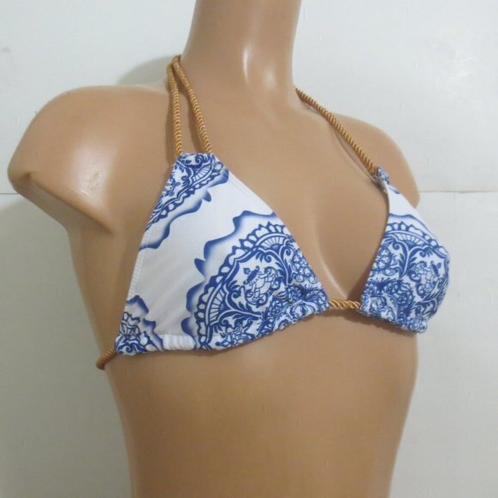 Swim Bikini Top Rope Strap White / Navy Paisley M